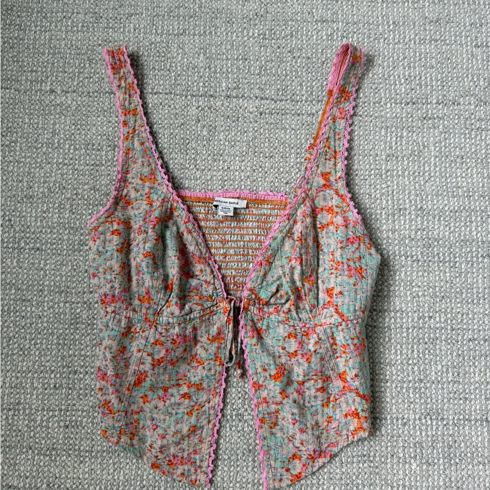American Eagle Outfitters Floral Camisole with Pink and Orange Accents
